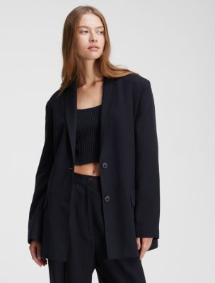 Soft Twill Relaxed Blazer, Black Beauty