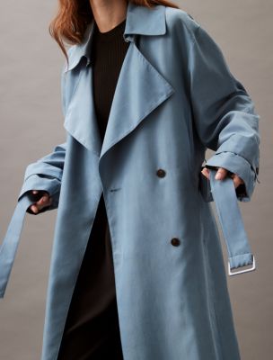 Calvin klein blue trench coat on sale