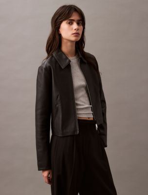 Calvin klein leather blazer on sale