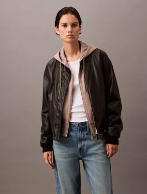 Faux Leather Bomber Jacket Calvin Klein