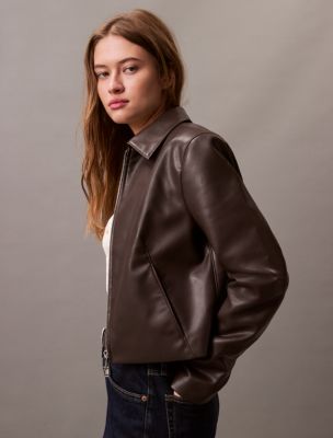 Faux Leather Zip Biker Jacket | Calvin Klein