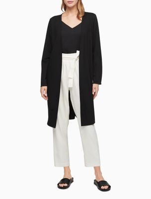 Solid Terry Open Cardigan, Black