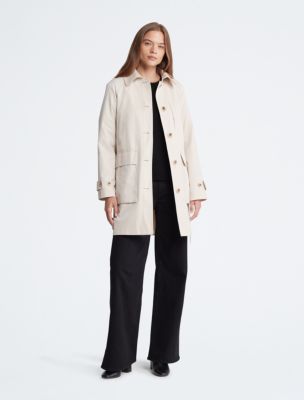 Trench Button-Down Coat, Sand