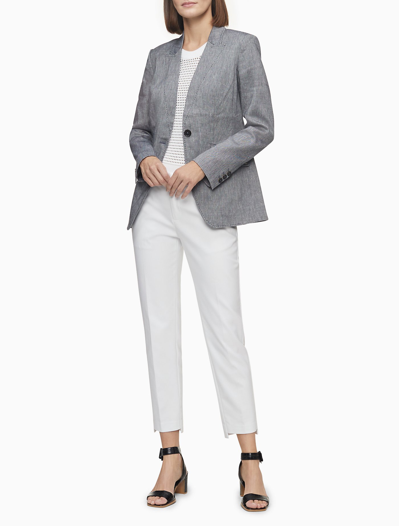 【特価】 Calvin KleinLofty ジャケット ベルテッド ジャケット Linen Blend One Button Jacket