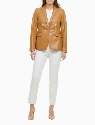 calvin klein faux leather sleeve jacket