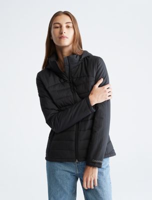 Calvin Klein Performance Mixed-Media Quilted Jacket Black Size M 