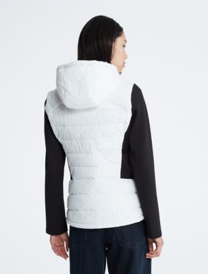 Mixed media puffer jacket calvin klein on sale