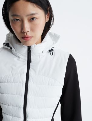 Calvin Klein Womens deals Cloud White Mixed-Media Sherpa Puffer Jacket Size XL $149