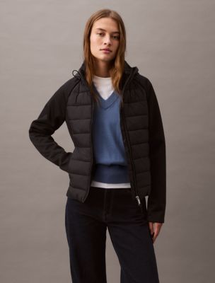 Mixed media puffer jacket best sale