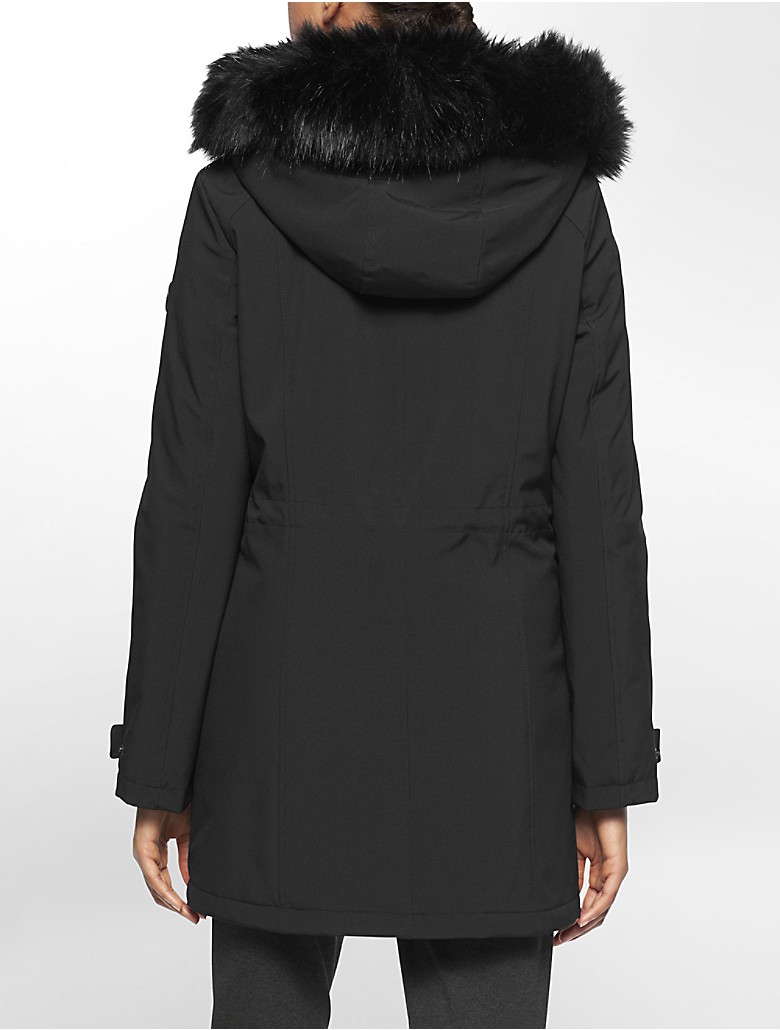 calvin klein womens soft shell faux fur hooded parka jacket | eBay