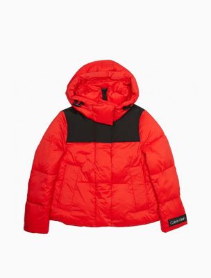 calvin klein men's colorblocked puffer coat