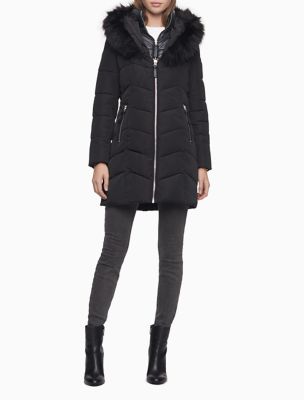 calvin klein hooded down jacket black