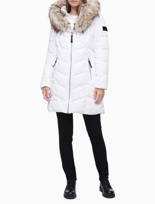 calvin klein white fur jacket