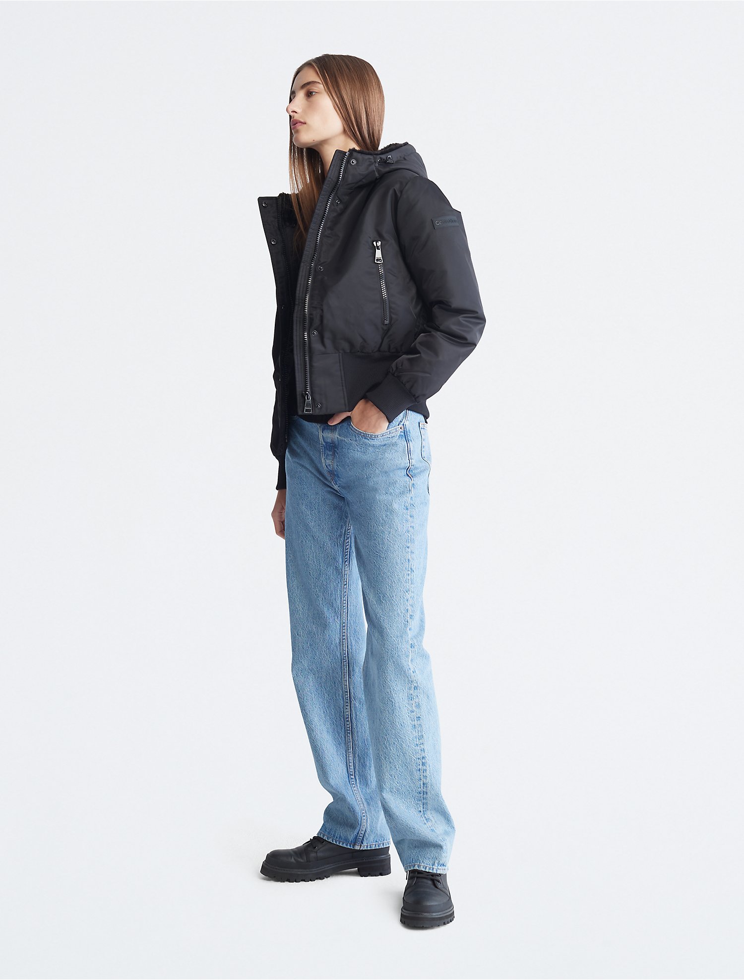 Satin Cropped Bomber Jacket | Calvin Klein