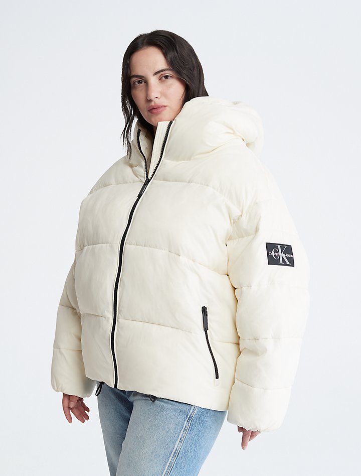 Plus Size Repreve® Boxy Hooded Puffer Jacket | Calvin Klein® USA