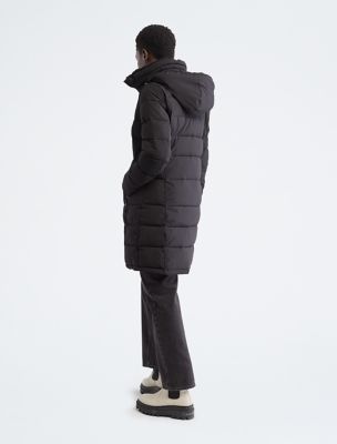 Calvin Klein Performance Walker Jacket W/sweater Rib & Drama Collar Fur  Trimmed Hood in Black