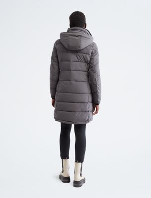 calvin klein long puffer coat