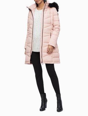 calvin klein bomber jacket with faux fur hood