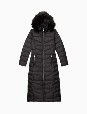 calvin klein faux fur maxi coat