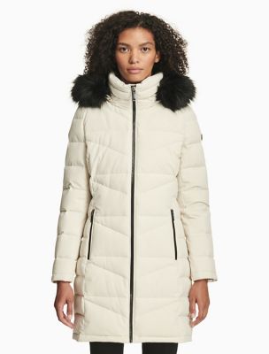 calvin klein down hooded walker jacket