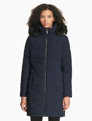 calvin klein down hooded walker jacket