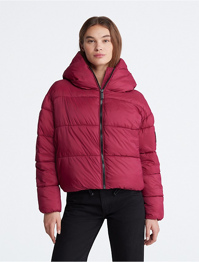 Calvin Klein Quilted Nylon Twill Monogram Logo Puffer Jacket in