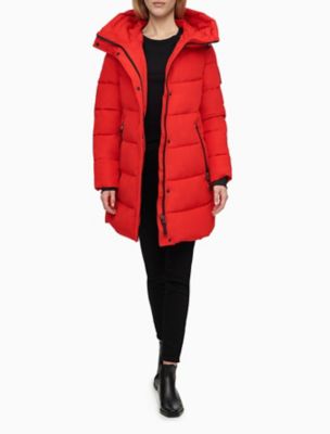 calvin klein red puffer jacket