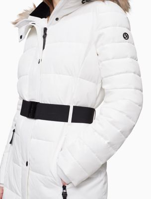 calvin klein belted puffer coat