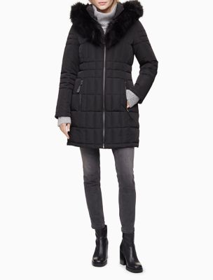 faux fur hooded puffer