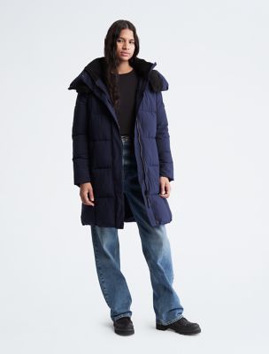 Hooded puffer jacket - navy