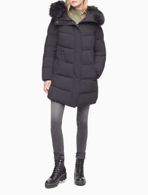 calvin klein coat with fur hood