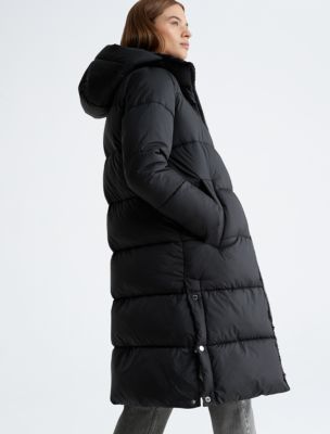 Calvin klein faux fur hooded puffer coat deals