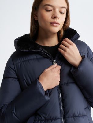 Calvin Klein Quilted Faux Fur Jacket