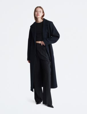 Tie waist wool discount coat