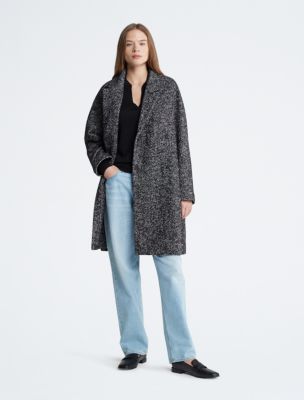 Structured Herringbone Overcoat, Herringbone Boucle