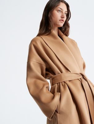 Long Wool Blend Wrap Coat | Calvin Klein® USA