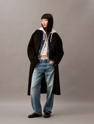 Double Faced Wool Blend Wrap Coat | Calvin Klein® USA
