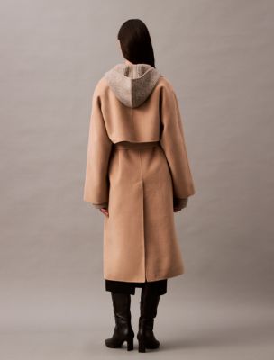 Calvin klein wool blend wrap coat deals