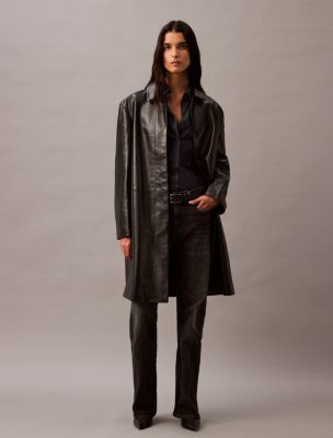 Lamb Leather Car Coat Calvin Klein