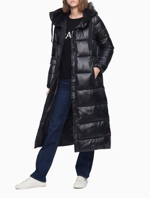 calvin klein hooded down jacket black