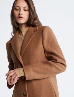 Notch Collar Single Breasted Overcoat Calvin Klein