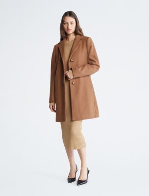 Calvin klein single breasted store wool coat