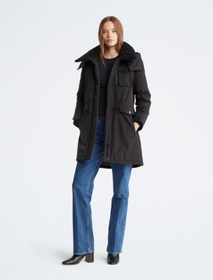 Calvin klein down store hooded walker jacket