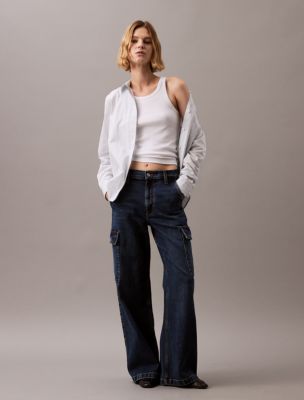 Cargo Wide Leg Fit Jeans, Oil Slick