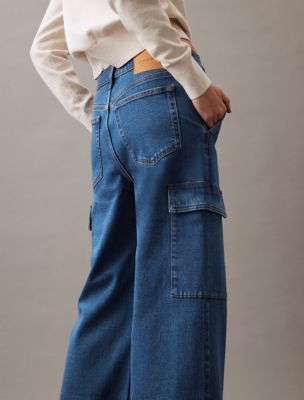 Guvpev Women's Plus Size Wide Leg Cotton Jean Seamed Front Wide Leg Jeans  Casual Fashion Trousers