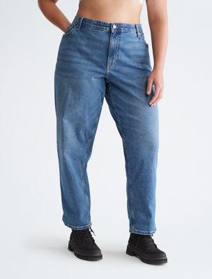 Plus Size Boyfriend Slim Fit Mid Rise Light Blue Jeans
