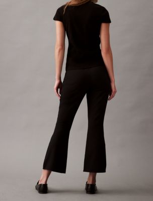 Black flared pants in crepe cotton - Plan C