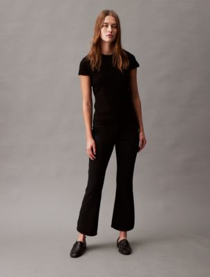 Stretch Crepe Flared Pants