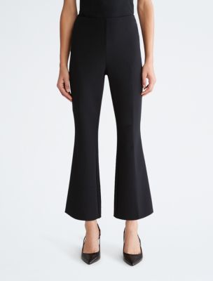 Compact Stretch Crepe Flared Pants