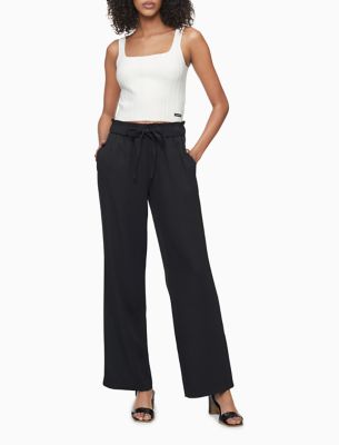 high waisted tie pants wide leg